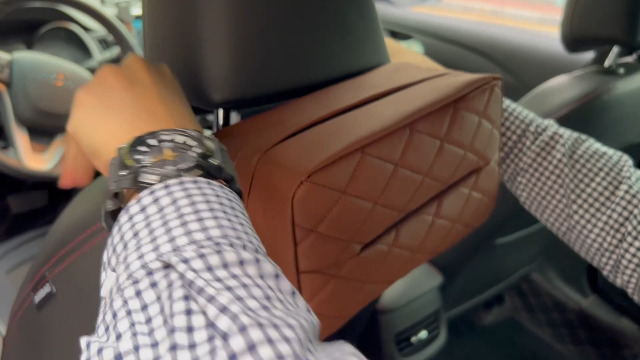 ANLEM Porte-mouchoirs De Voiture En Cuir Synthétique – Fixation Sur Pare-soleil Ou Siège – Noir