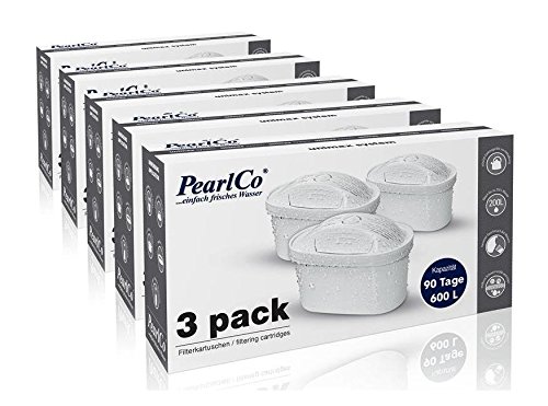 PearlCo unimax+ Wasserfilter-Kartuschen, kompatibel mit Brita Maxtra+, Maxtra Style Marella Cool Mavea Pack 15