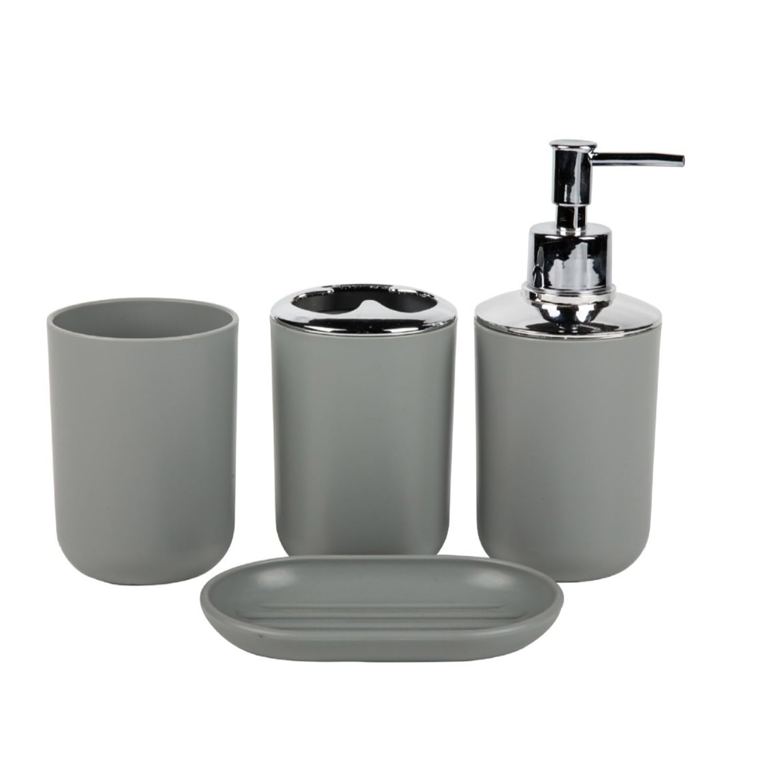 NEWFT Bathroom Countertop Organizers 4Pcs Set Includes Toothbrush Cup Soap Dispenser Tray for Space Saving Decors Bathroom Counter Organizers