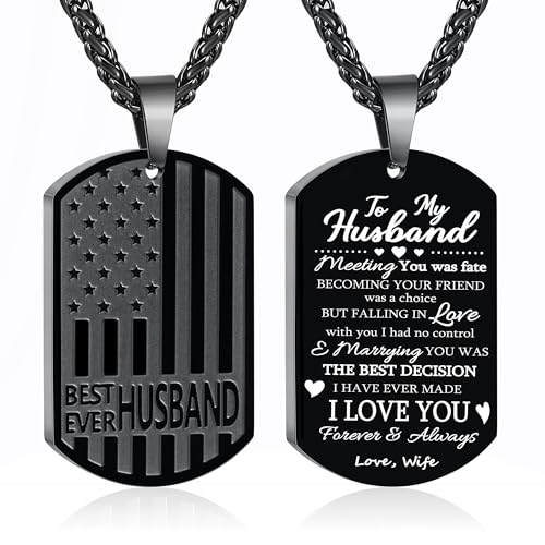 Best Dad Son Brother Grandson Grandpa Boyfriend Husband Ever Necklace, Stainless Steel Flag Dog Tags Jewelry, Birthday Valentine Christmas