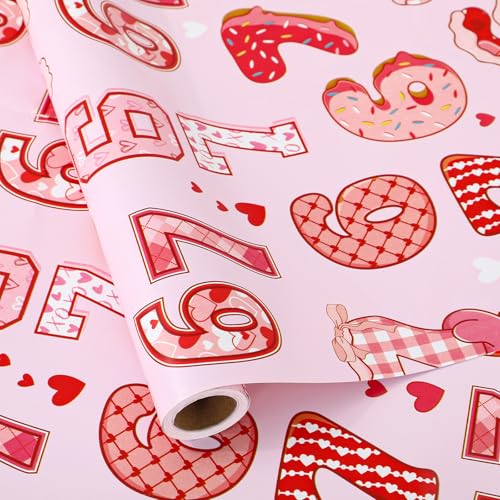 Whaline �o�����^�C���f�[ ���b�s���O�y�[�p�[ - �~�j���[�� - 16.9�C���` x 32.8�t�B�[�g �s���N ���b�h �l�C �V�b�N�X �Z�u�� �C���^�[�l�b�g 6 7 �~�[�� �M�t�g���b�v�y�[�p�[ �a���� ������ �p�[�e�B�[ DIY �N���t�g�p