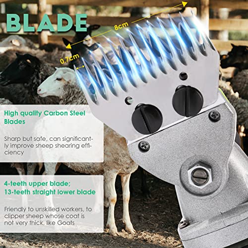 CGOLDENWALL 850W Elektrische Schafschere Ziegenschere mit 9+9+13+13 Zähnen für Schafe Ziegen Wollschur