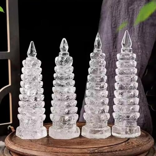 BOWINGBO Meditation Room Decor Ornamental Tower Sculptures 9 Level Pagoda Wenchang Tower Statue Crystals Polished Natural Stone Sculpture Statue Decor Figurines Reiki Home Room Office Desk Decoration - Image 5