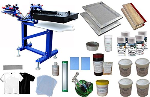 Micro-Registration Functioned Floor Type 3 Color 1 Station Screen Printing Press Kit B with Dryer Material Supply