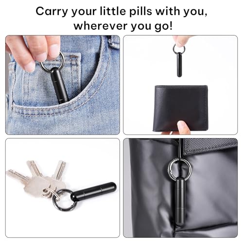 Image of Titanium Keychain Pill Holder,Mini Pill Case Keychain,Waterproof Pocket Pill Case,Small Pill Container for Travel Purse(2 Compartment)