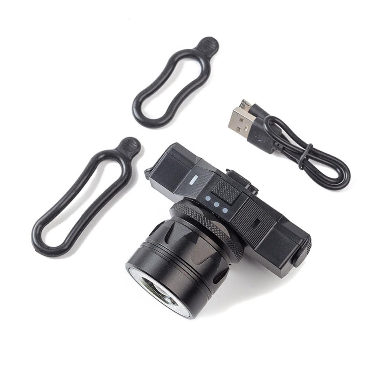 Milisten Rechargeable Bike Light Headlight Focus Adjustment Weatherproof Black for Cycling