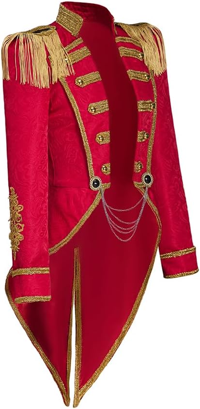 Saniplaycos Women's Ringmaster Jacket Tassel Coat Uniform Ringmaster Circus Costume Medieval Long Sleeves Tailcoat Small