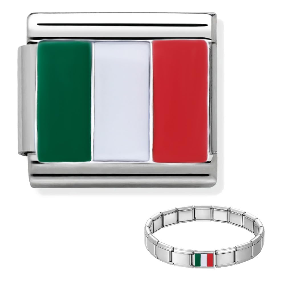 Andska Flag Charms Fit Italian Style Link Bracelet 9 mm Stainless Steel Classic Stretch Modular Bracelets (Italian)