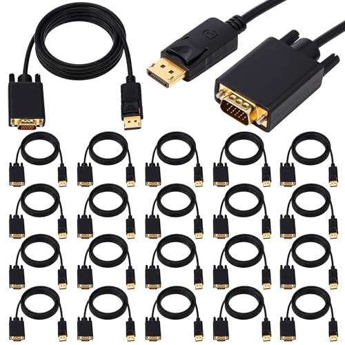 Image of 20 Pack DisplayPort to VGA Cable 3 ft, Gold Plated with Chip