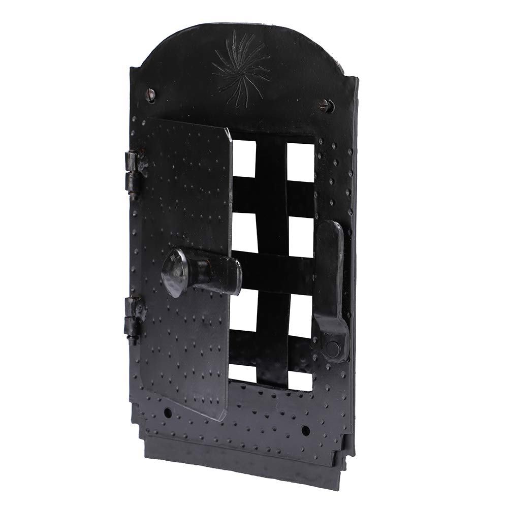 A29Hand Forged Speakeasy Door Grill with Viewing Door Black Powder Coat Finish (BPC)