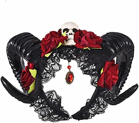 Horns Restyle TanQiang Restyle Sheep Horn Headband Gothic Lolita Devil Floral Horns ...