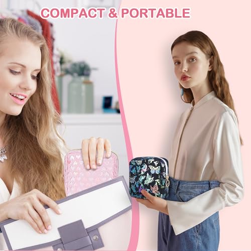 Image of Likesing Period Bag Pouch, Leather Sanitary Napkin Storage Bag for Girls Womens, Portable Sanitary Napkin Period Pad Pouch Bag for Purse (Black-Dancing Butterfly)