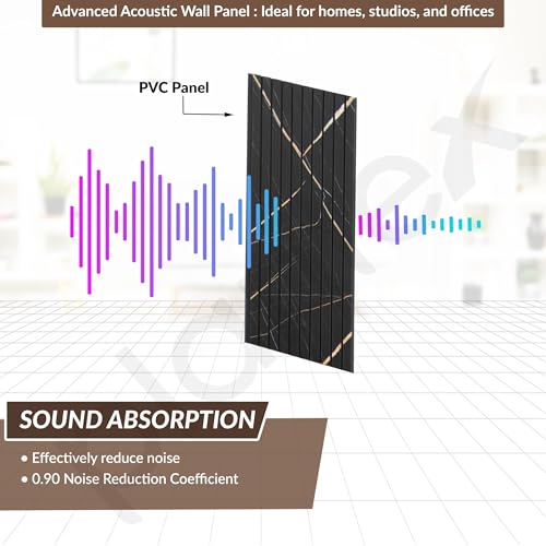Image of Plantex Louvers Panel for Wall /PVC Wall Panel /3d Panel for Interior Decor /Eco-Friendly Fluted Panel for Walls /- Pack of 7, Covers - 70 Sq. Ft (Black Gold Marble-12 Inch x 10 Ft)