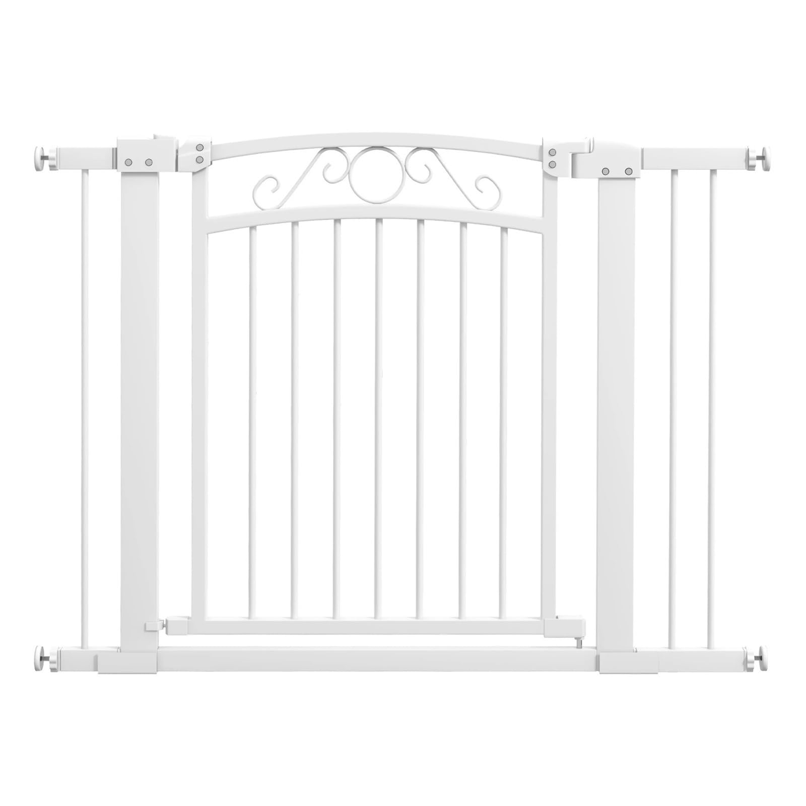 Dog Fence Adjustable Width 76-104 Cm With 2 Extensions Easy Installtion(White)