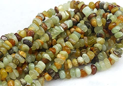 Perles de jade vert jaune LKBEADS 03876 pépites naturelles 6x9mm fil 15"