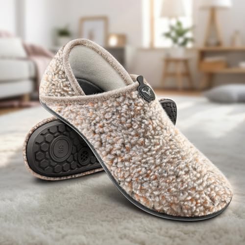 Women's Slippers-Slip on Warm Slipper Socks Lightweight For Women TPR Sole