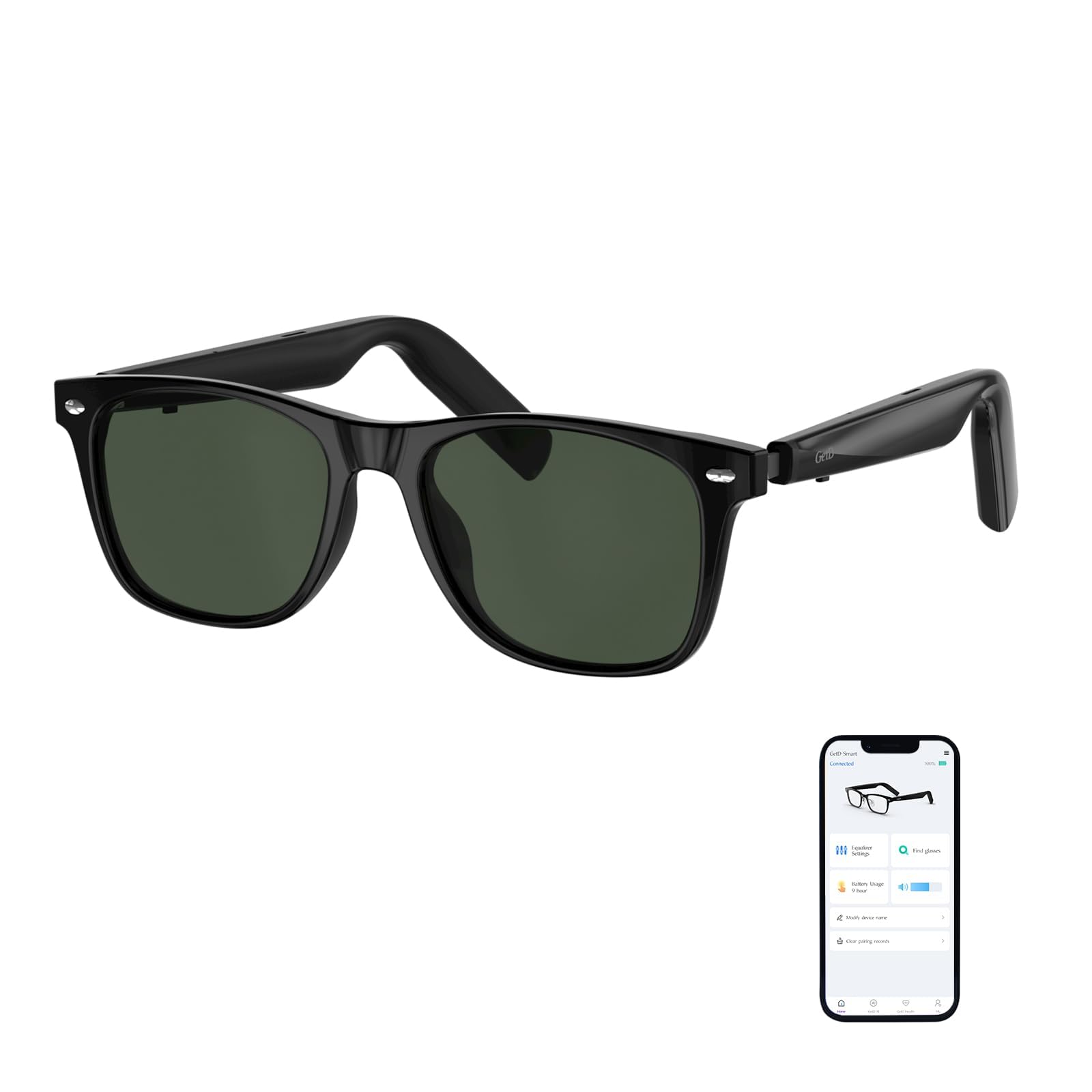 GetDBluetooth Sunglasses for Men/Women, AI Translator, 11H Battery Life, Polarized Lens, UV Protection, Voice Control, Built-in Mic & Speakers, Smart Eyewear for Gaming Meeting Travel