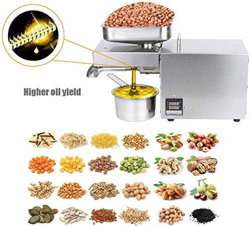 Automatic Nut Seeds Oil expeller Kitchen Oil Press Machine Electric Automatic Oil Press Extractor for Avocado Coconut Flax Peanut Perilla Seed Canola Sesame Commercial Grade 2000W