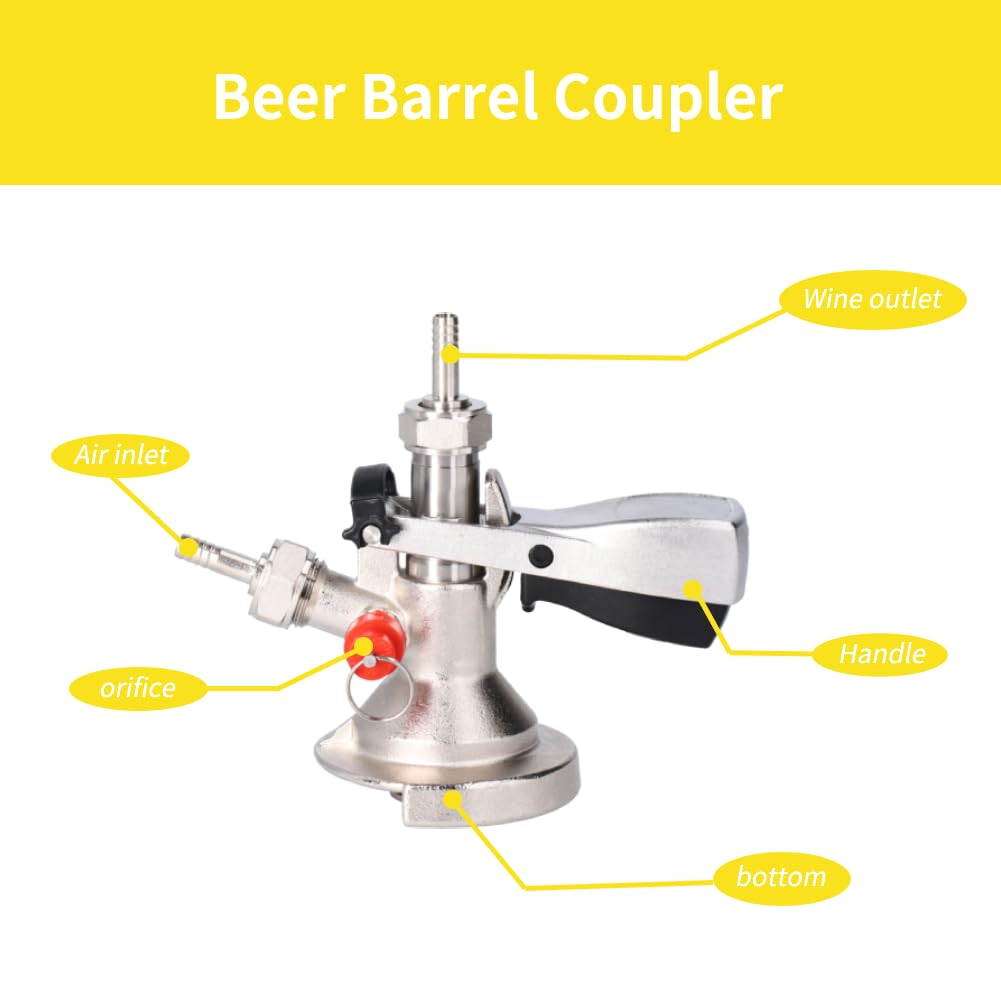 Coupleur de Fût de Bière, Distributeur de Robinet de Fût de Bière en Acier Inoxydable G5/8, un Coupleur avec Soupape de Décharge, Accessoire de Vin, Peut être utilisé avec les