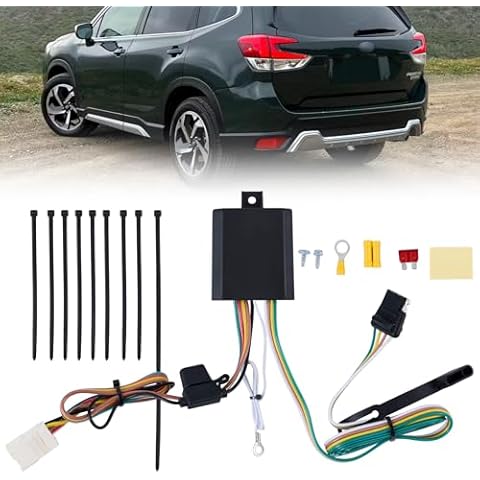Trailer Wiring Harness for 2009-2026 Subaru Forester & for 10-26 Outback & for 19-26 Ascent & for 16-26 Subaru Crosstrek Curt 56040 Towing Hitch Wire 4-Pin Trailer Light Plug & Play Tow Connector Cover