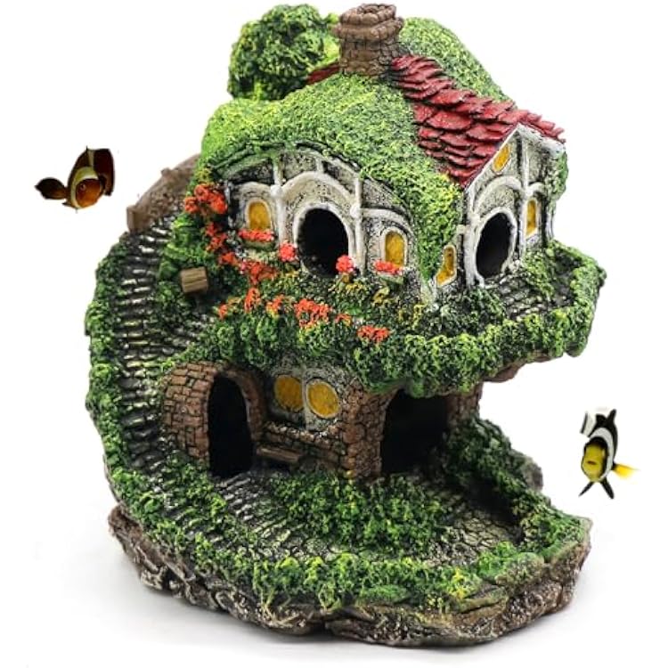 relaqcc Aquarium Decor Hideaway Cave, Betta Fish Tank House Accessories for Amphibians, Goldfish, Shrimp, Conch