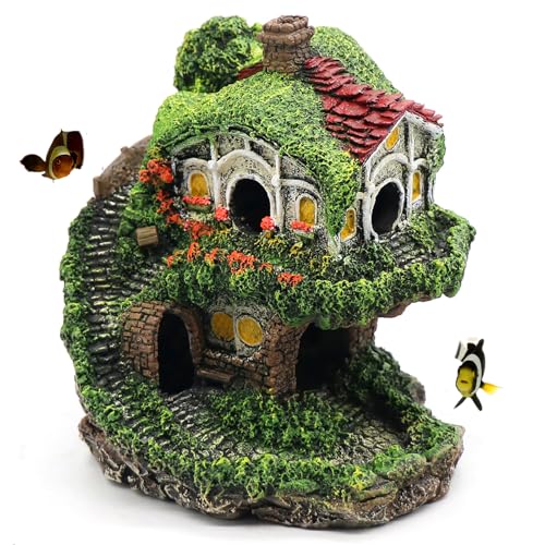 Image of relaqcc Aquarium Decor Hideaway Cave, Betta Fish Tank House Accessories for Amphibians, Goldfish, Shrimp, Conch