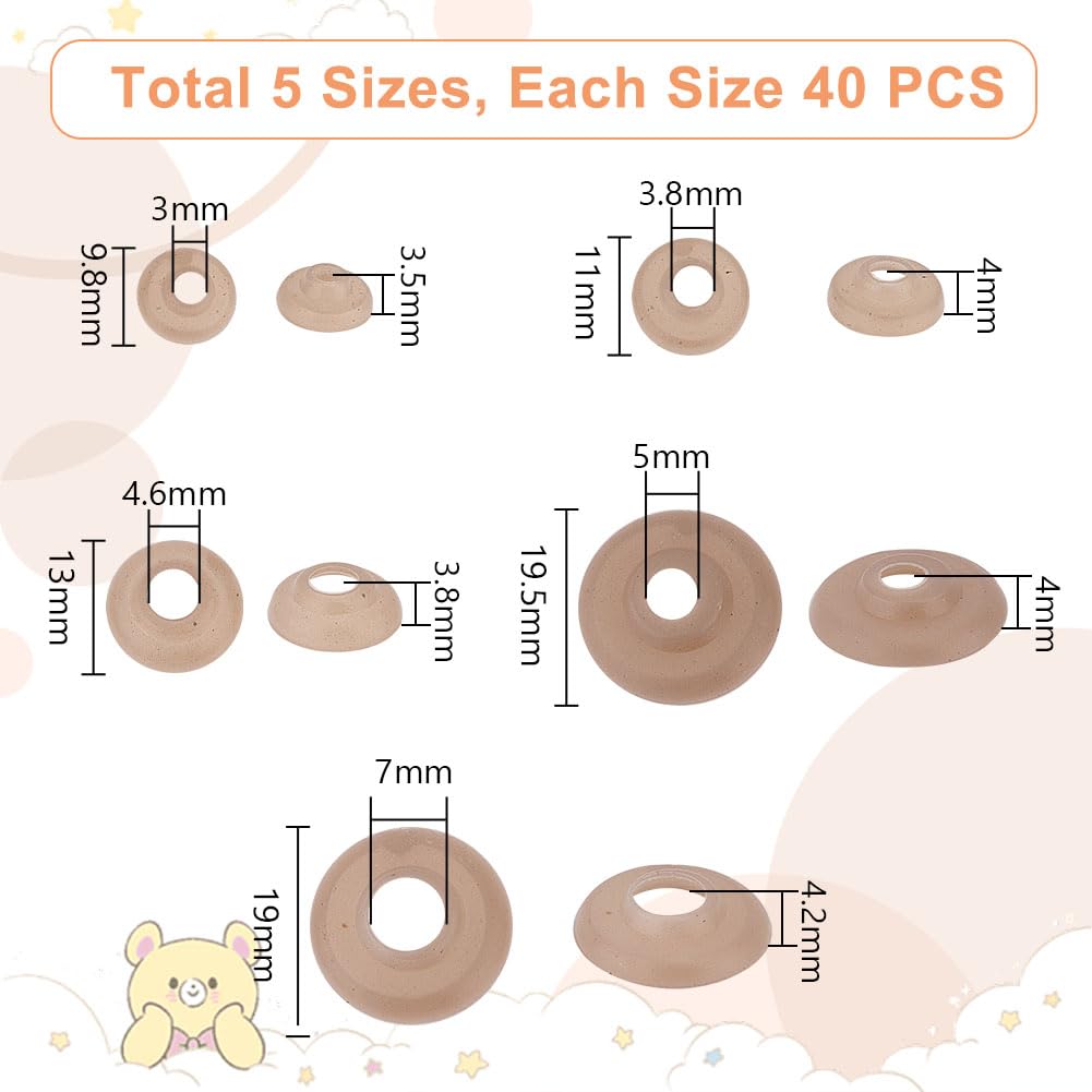 PH PandaHall 140 Pezzi Di Rondelle Per Occhi Di Sicurezza In Plastica, Misure 10~38mm, Perfette Per Peluche E Amigurumi Fai Da Te