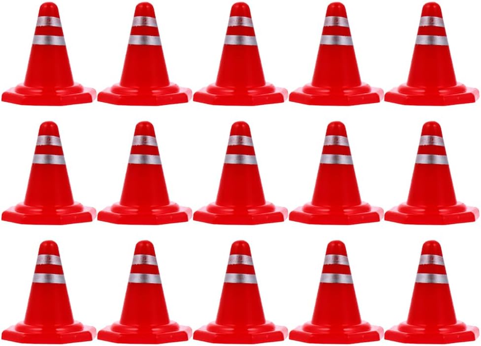 30pcs Miniature Highway Cone Tiny Security Site visitors Cone Cake Topper Simulation Pink Roadblock Mannequin Photograph Prop Building Celebration Favors for Random Fashion