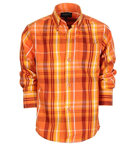 Gioberti Boys Long Sleeve Button Down Plaid Checked Shirt
