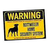 Rottweiler Dog Schild Warning Security System Türschild Hundeschild Warnschild Fun