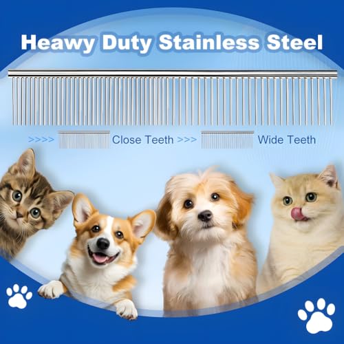 4er-Pack Profi Hundeschere Set Fellschere Katze, 1 Effilierschere, 1 Gerade Schere, 1 Fellpflegekamm, 1 Gebogene Schere für Hund Katze Haar Pflege für Ganzkörper, Gesicht, Nase, und Ohr