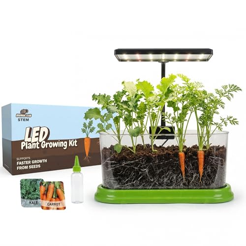 Plant Growing Kit with LED Grow Light & Root Viewer Window, Indoor Garden Kit for Kids & Beginners, STEM Kit, Vegetable & Herb Garden, Indoor Gardening, Science Kit for Kids - Grow Your Own Plant