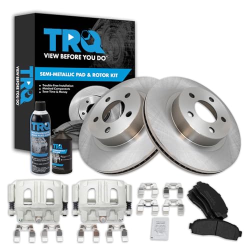 TRQ Front Brake Pad & Rotor Kit Brake Caliper Brake Chemical Kit Brake Pads Brake Rotor Semi-Metallic Compatible with 2001-2002 Ford Explorer Sport 2003-2011 Ranger 2003-2009 Mazda B4000
