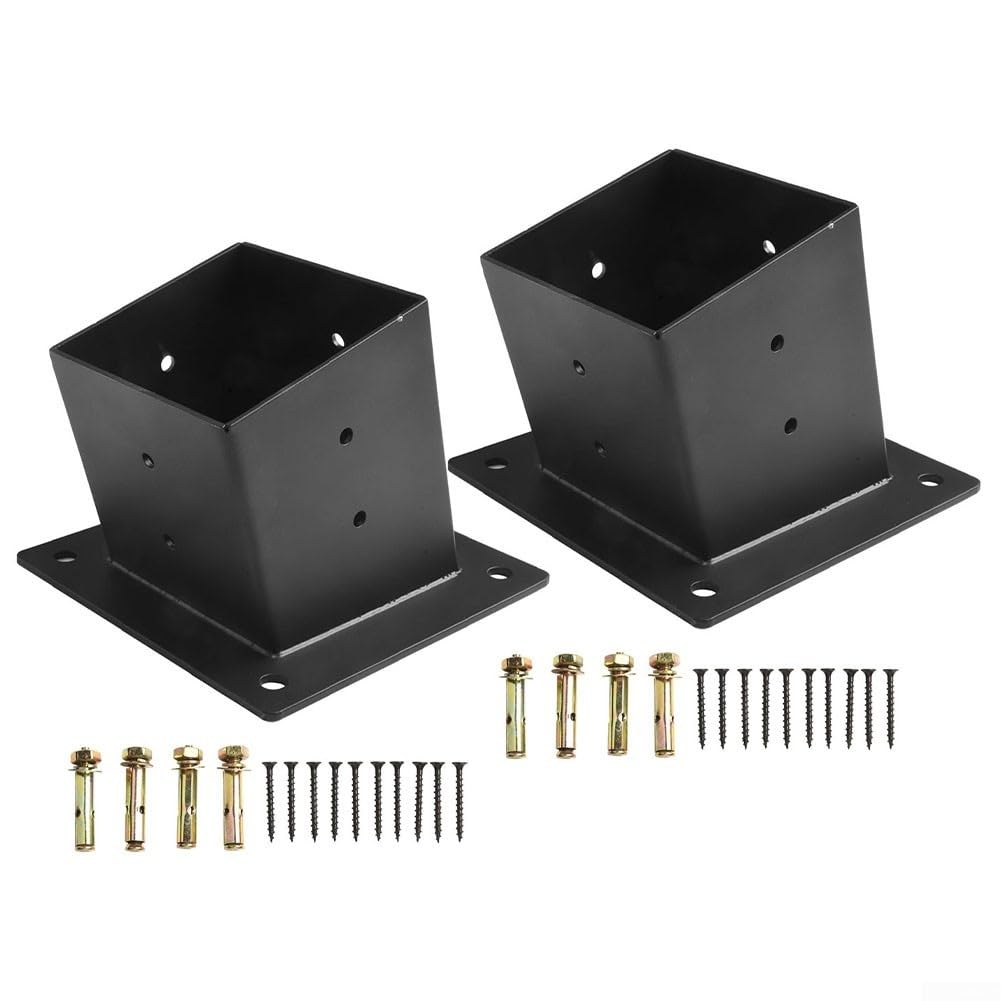 Staffe inclinate per pergola da tetto per pali da 10 x 10 cm, staffa per gazebo in acciaio resistente con ferramenta, kit di supporto per portico esterno nero per pendenza di 15 gradi, design