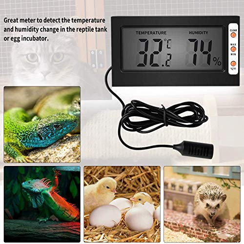 Simple Deluxe Digital Thermometer and Humidity Gauge with Remote Probes for Brooder Reptiles Terrarium, 2 Pack, Black - Image 3