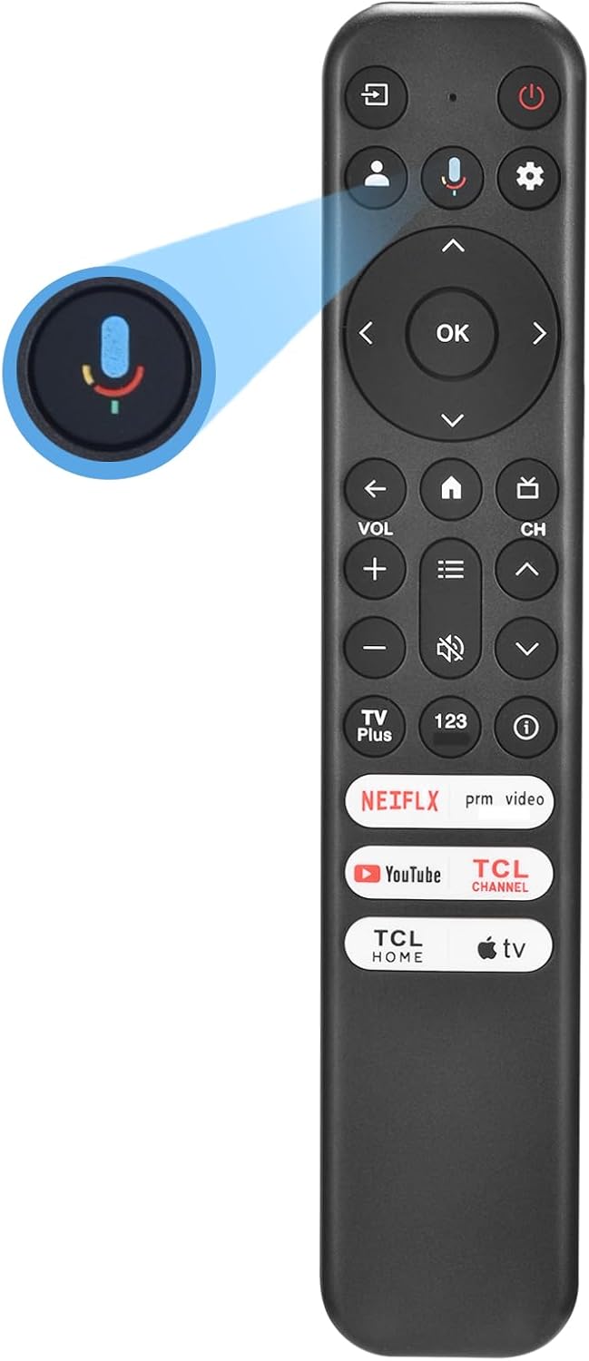 for TCL Google TV Remote, RC813 for Voice Replacement Control,for Android Mini-LED QLED 4K UHD Smart Television, with 6 Shortcut Buttons for NEIFLX/Prime/YouTube/TCL/Apple TV Buttons For TCL RC813