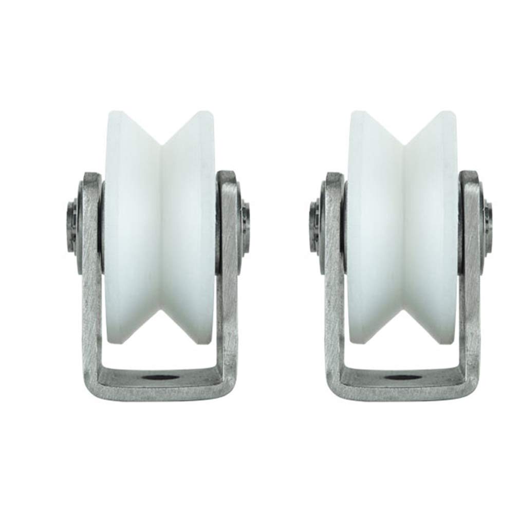 Lenkrollen, Räder 2 Lenkrollen mit Nut, Hochleistungs-Nylon-Gleitschienenrolle, 201-Edelstahllager, for Industriemaschinen, Schiebetüren, Rolltore, Drahtseilschienen (68 mm/3 Zoll, U-Typ)(V type,48MM/