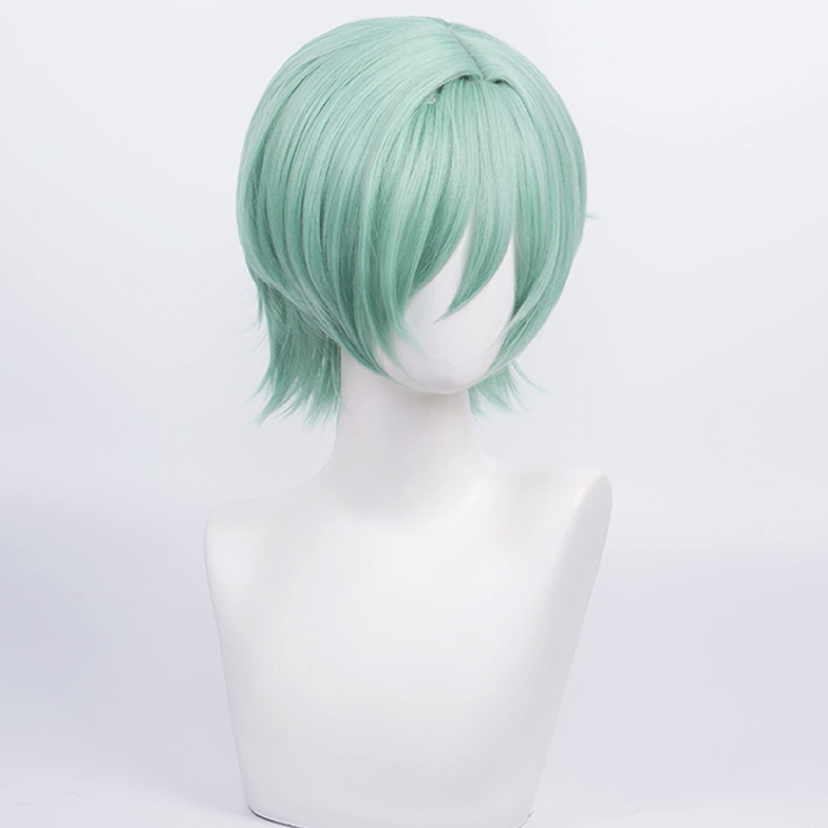 Cyan Short Straight Wig for Anime with Heat Resistant Fiber Synthetic for Women Men Halloween Comic Con Cos Role Replacement Wigs - Image 3