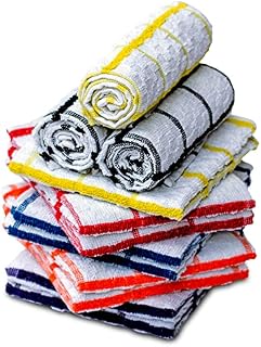 VL Tea Towels 2 Pack Large 40 X 70 cm Tea Towels for Kitchen, Lint Free Kitchen Cloth with 6 Assorted Colors, Soft Absorbent Dish Towels and Bar Towels, 100% Terry Towelling Cotton Dish Cloths