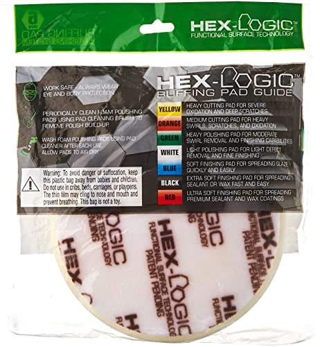Image of Chemical Guys, Hex-Logic Light-Medium Polishing Pad, White, 6.5 in for 6 in | For paint correction and swirl removal, 6 inch backing plates, dual action polisher, for fine swirls and water spots
