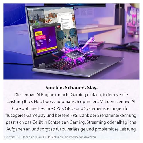 LOQ Gaming AI Laptop, Intel Core i7-14700HX, 16 GB DDR5 RAM, 2 TB PCIe SSD, display Full HD da 17,3", Nvidia GeForce RTX 5070, tastiera RGB Backlit QWERTZ a 24 zone, Windows 11 Home, Luna Grey - Notebook - Immagine 6