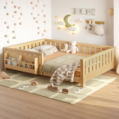 Bellemave Full Size Floor Bed Slats and Safety Guardrail,