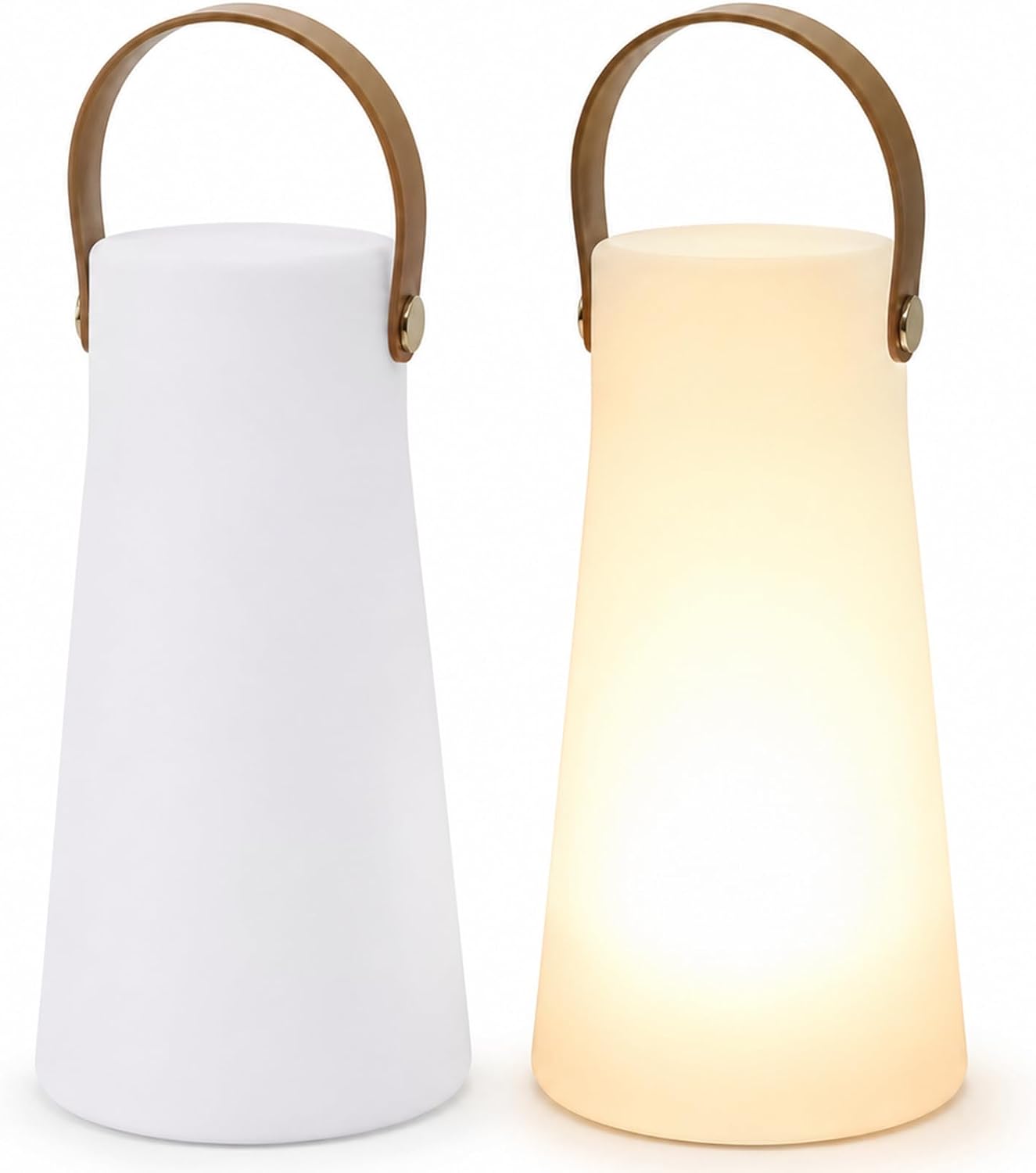 2 Pcs Outdoor Lanterns, 4.7 x 7.9 in Rechargeable LED Lantern Lamps, Portable Cordless Lights with 3 Colors & Remote Control for Patio, Camping, Garden, Bedroom, Party Decor