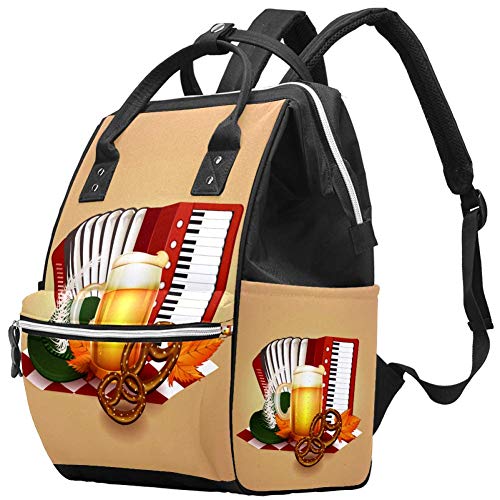 Mochila multifunción, grande para pañales, diseño de festival de cerveza, bolsa de pañales de viaje, para mamá y papá