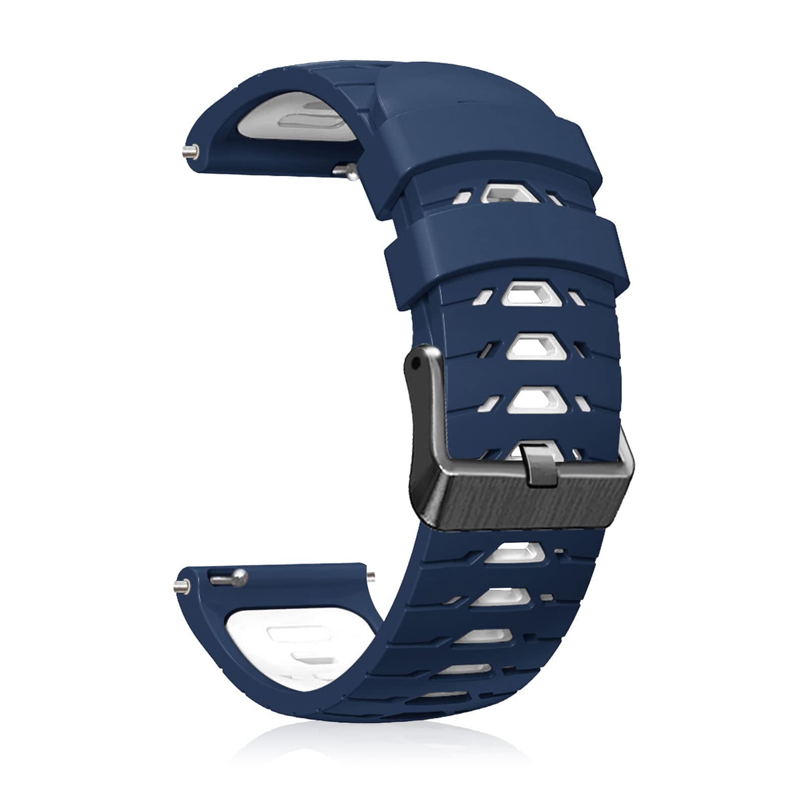CeiBand 22mm Silicona Correa, Hombres Mujer Deportiva Impermeable Transpirable Muñequeras Pulseras de Repuesto Correas para Reloj Inteligente Samsung Amazfit Huawei Garmin Xiaomi - Azul/Blanco
