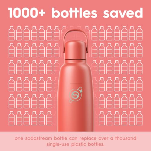 Image of sodastream Fizz & Go Cool, Stainless Steel Carbonated Water Bottle 0.9L, Insulated Metal Bottle for Sparkling Water, Compatible with TERRA, ART, ENSO & More in Papaya Orange