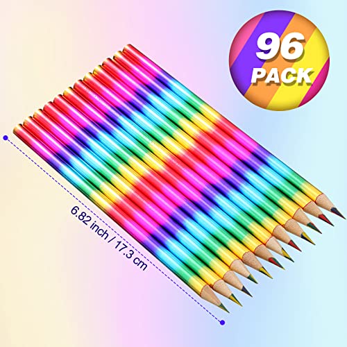 Fainne FAINNE-RAINBOW PENCILS-09 96 Pieces Rainbow Color Pencils 4 In 1 Rainbow Pencils Wooden Colored Pencils Multi Colored Pencil thumb #4