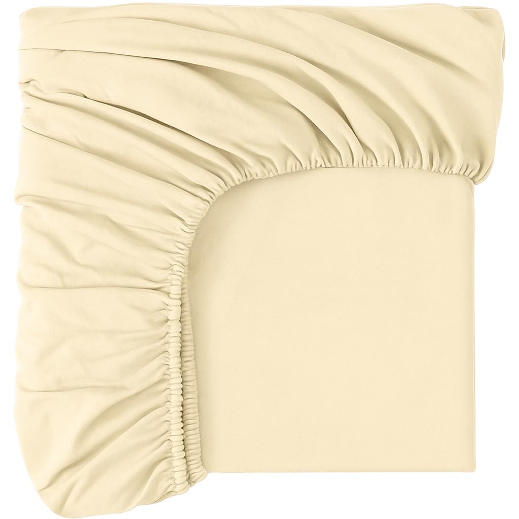 Acrali Home Cream Super King Size Fitted Sheet 180x200 cm - 100% Cotton 30cm Deep Pocket - Ultra Soft, Breathable & Hypoallergenic, Bottom Bed Sheet โ image 1