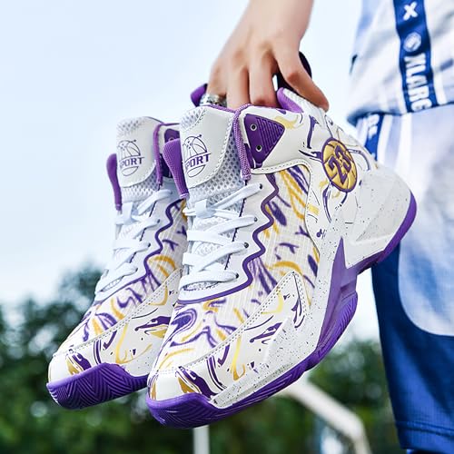 Men's Basketball Shoes No-Slip Breathable Outdoor Shoes for Women Fashion Graffiti Training Shoes4