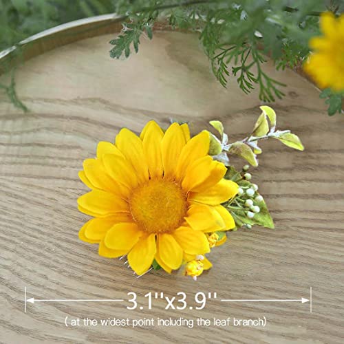 Fangsen Silver Wedding Sunflower Hair Comb Bride Hair Accessories Yellow Flower Pearl Bridal Headpiece Decorative For Women And Girls (#A-01) #TOP1